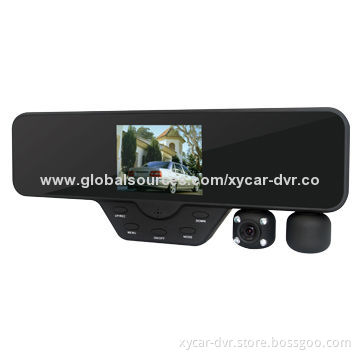3.5-inch TFT LCD Rear-view Mirror DVR Camera/Car Black Box, Dual-lens, Night Vision, TV Out
